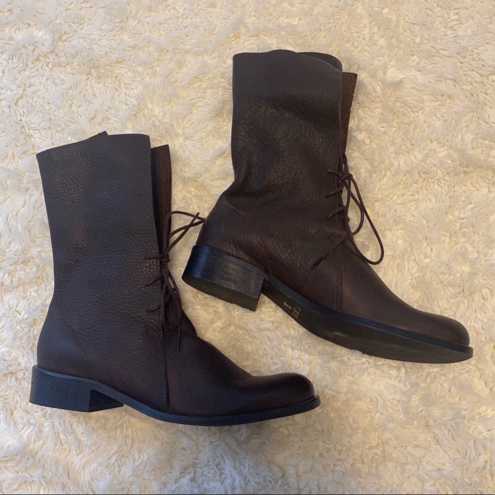 Brown Leather Lace Up Boots